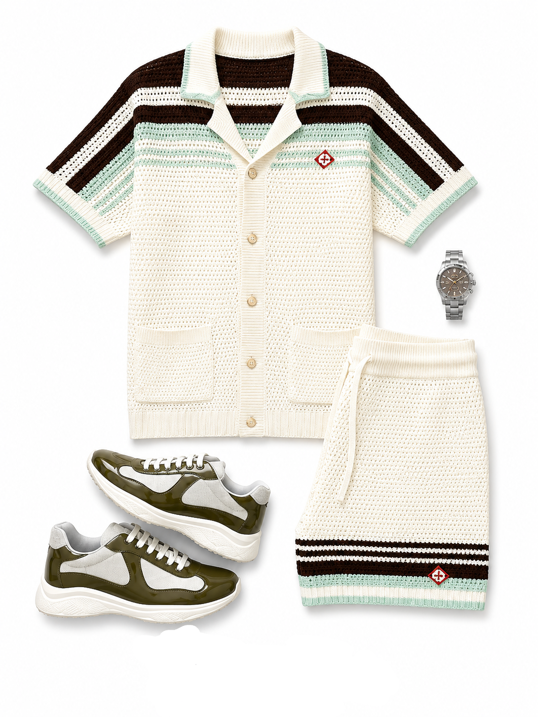 Ensemble Casa x Prada vert kaki