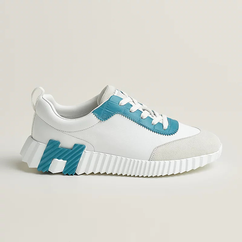 Sneakers hermes boucing new model blanc bleu crocodile